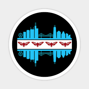 Cicada Chicago City Flag Skyline Magnet